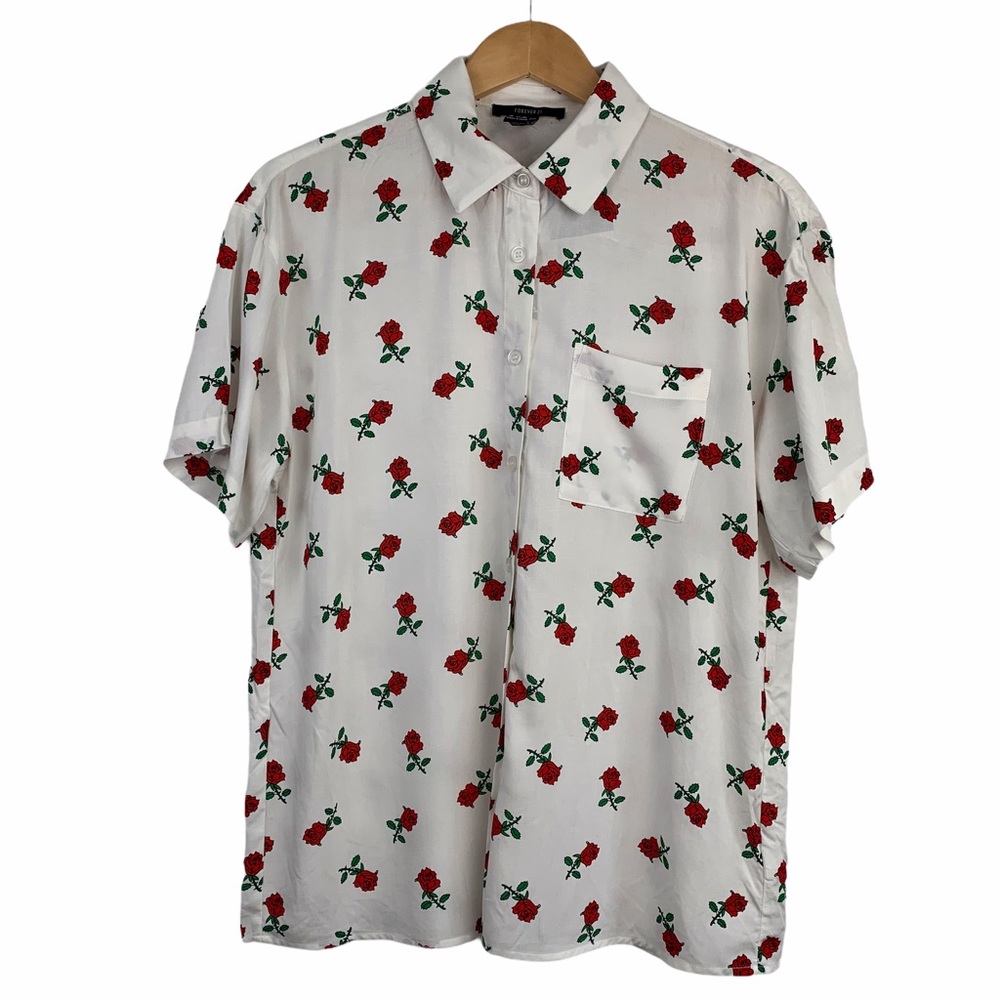 Forever 21 Rose Button Down Shirt